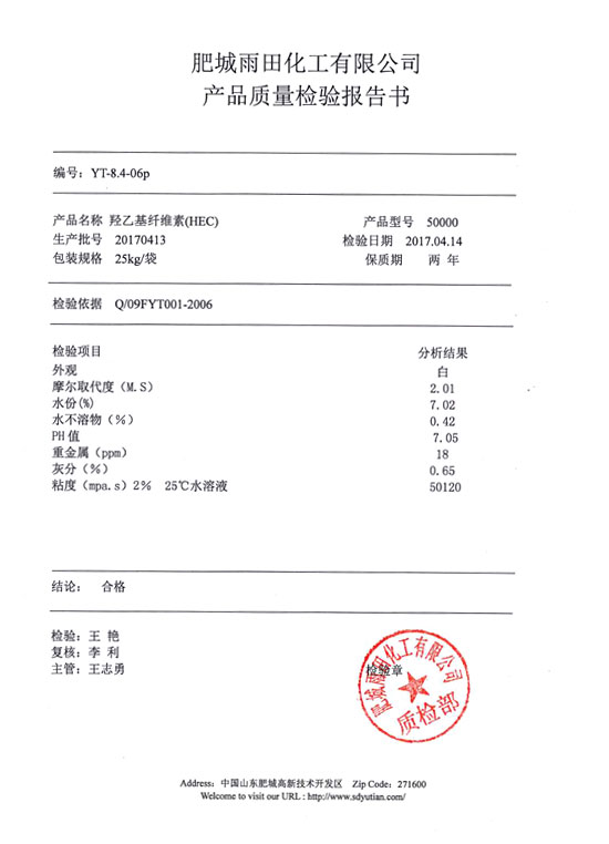 Hydroxyethyl cellulose Survey report - Model 50000